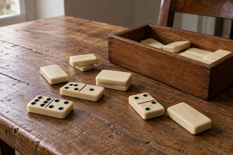 Composição criada com IA: peças geométricas em uma mesa acolhedora Composição criada com IA: peças geométricas em uma mesa acolhedora