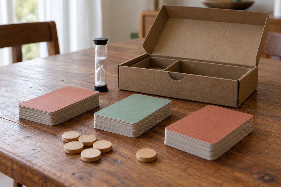 Composição criada com IA: cartas coloridas e peças para encontro em grupo Composição criada com IA: cartas coloridas e peças para encontro em grupo